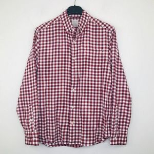 Crewcuts Boy's 14 Shirt Red White Plaid Long Sleeve Button Up Flannel AQ477 BM21